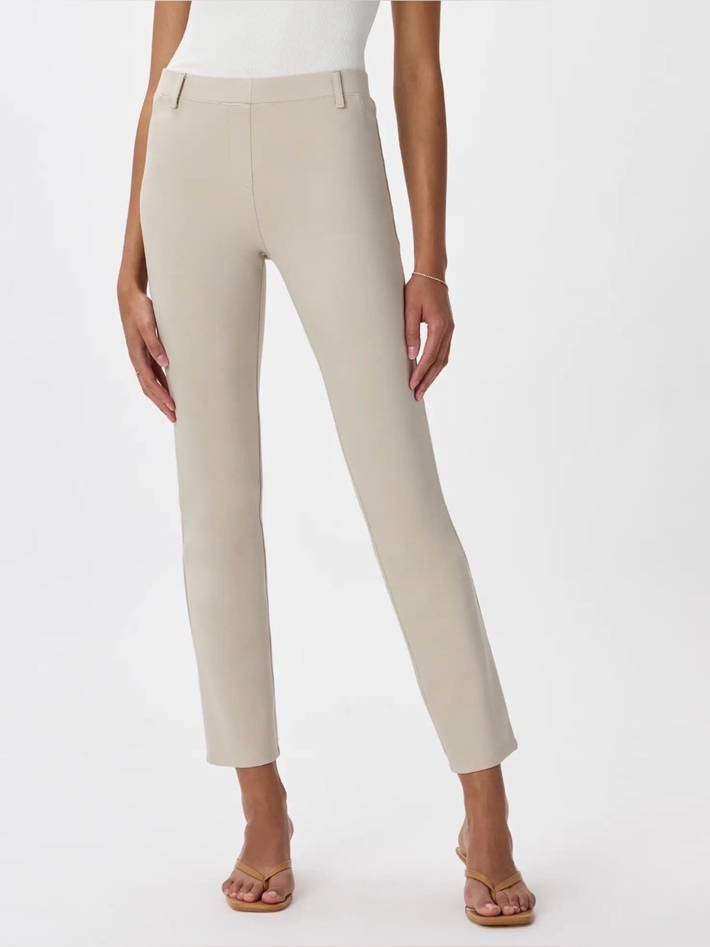 Quince | Ultra-Stretch Ponte Straight Leg Pants women’s size M Ecru office work